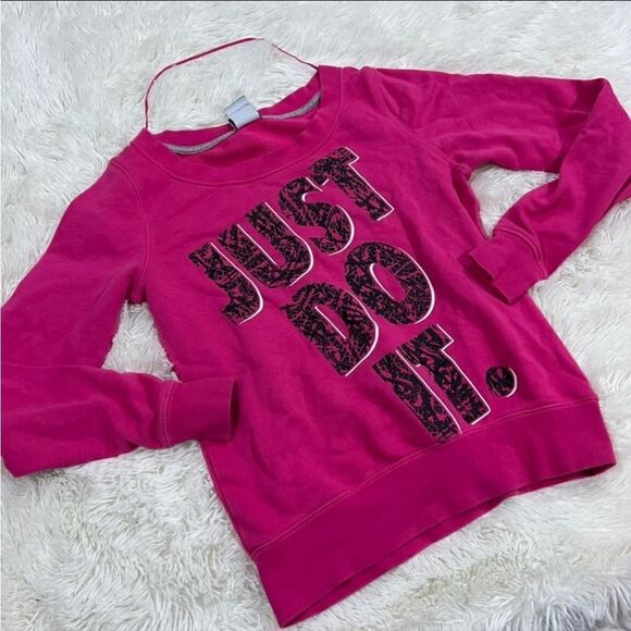 Nike Just Do It Pink Crewneck Sweatshirt Size Small - Picture 1 of 4